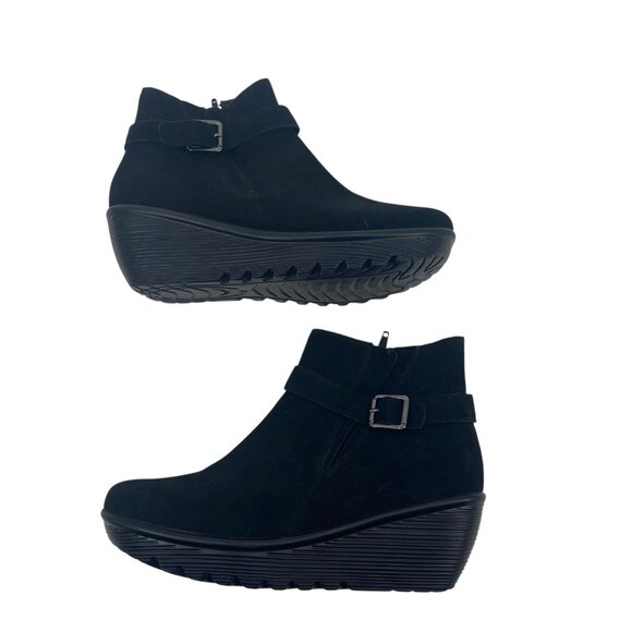 Skechers Women’s Size 9.5 Suede Parallel Wedge Ankle Boots Day Date Black - Picture 2 of 12
